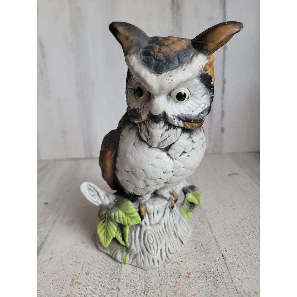 Flambro‎ AS IS horned owl porcelain unique bird vintage home figure